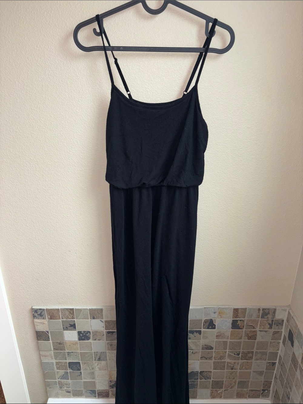 Wet Seal Black Maxi Dress Size Small Spaghetti Strap Y2K Stretch